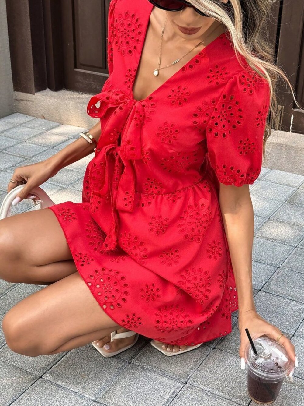 Red Boho Women's Party Dress
